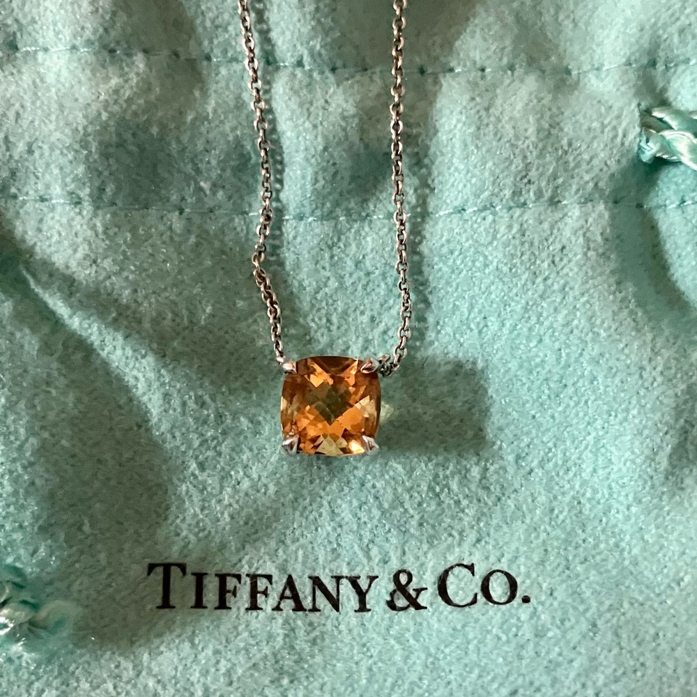 Rare Tiffany & Co Sterling Silver Faceted Citrine Necklace